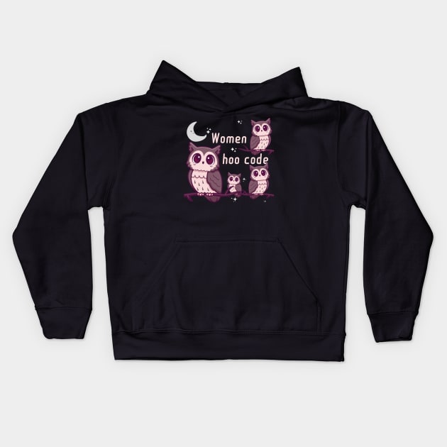 Women hoo code cute owls Kids Hoodie by WovenKindness